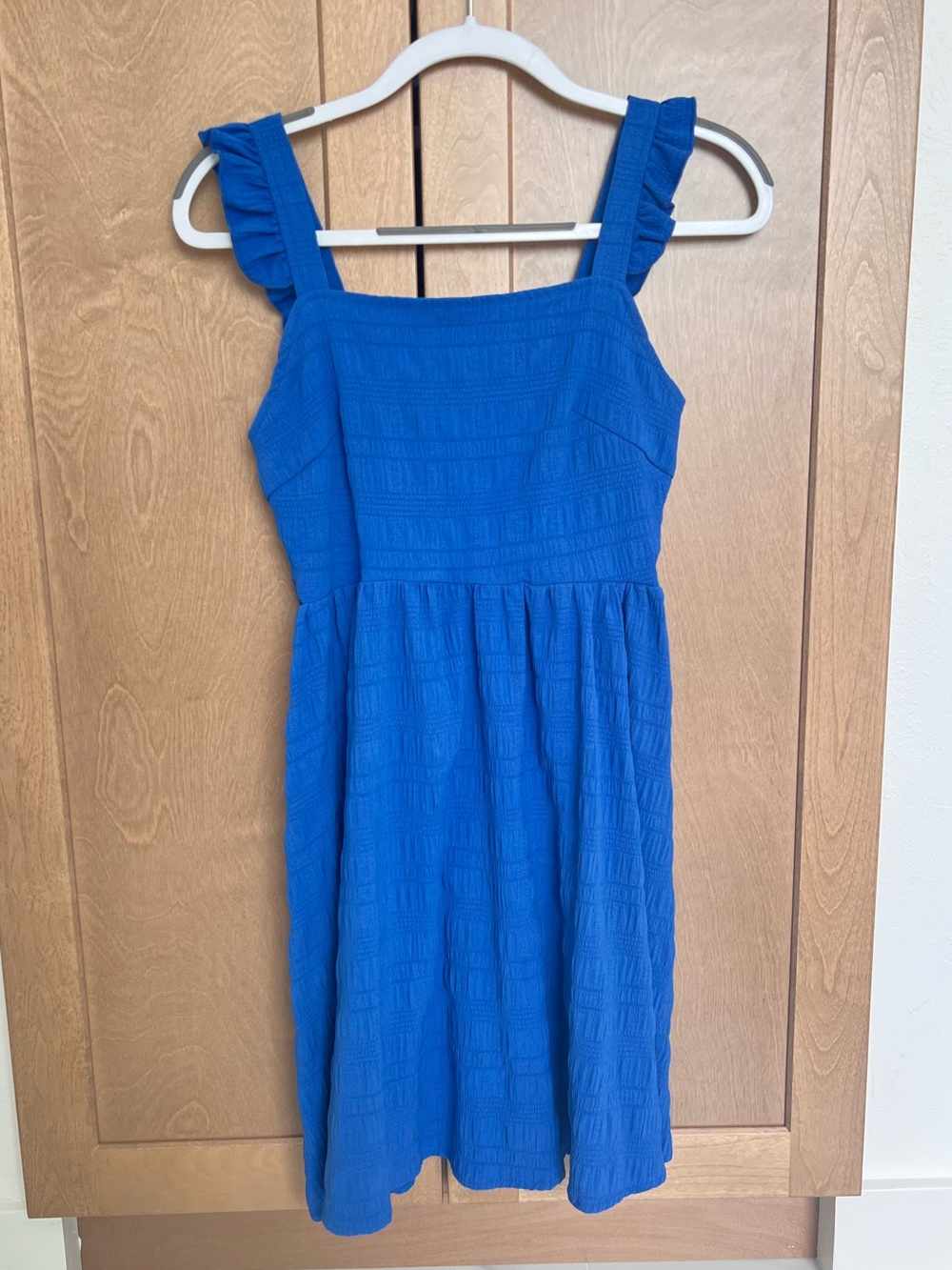 Blue Ruffle Strap Summer Dress